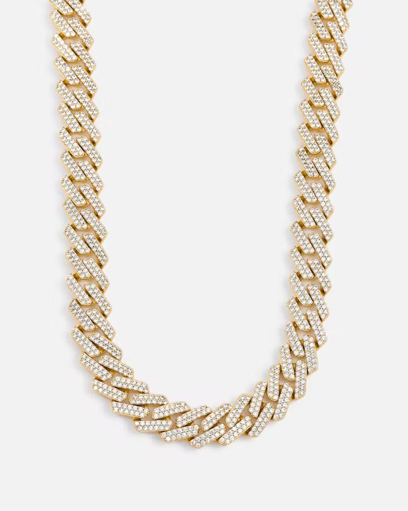 14mm Iced Out Cuban Link | Gold