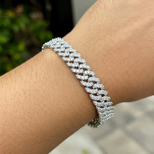 Sterling Silver 925 Moissanite Gem Cuban Link Bracelet Apex Chains