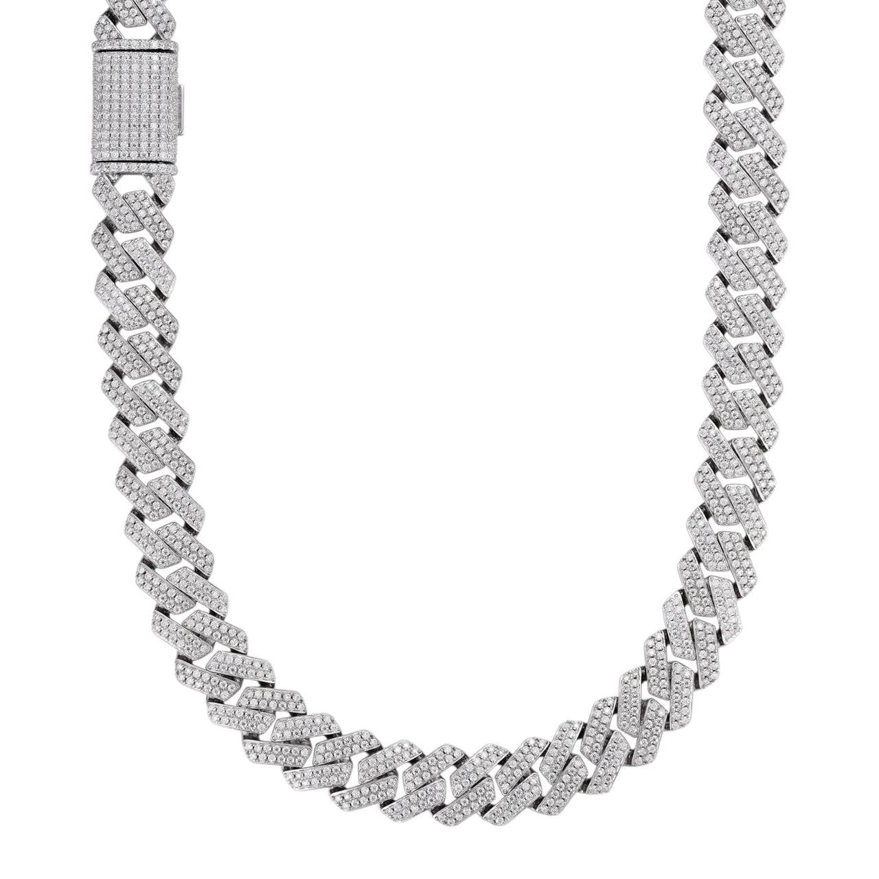 14mm Iced Out Cuban Link | Silver