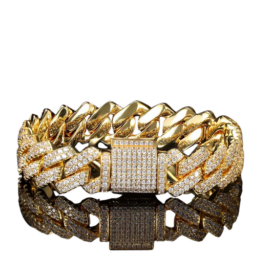 Iced Cuban Link 14mm Bracelet | Gold