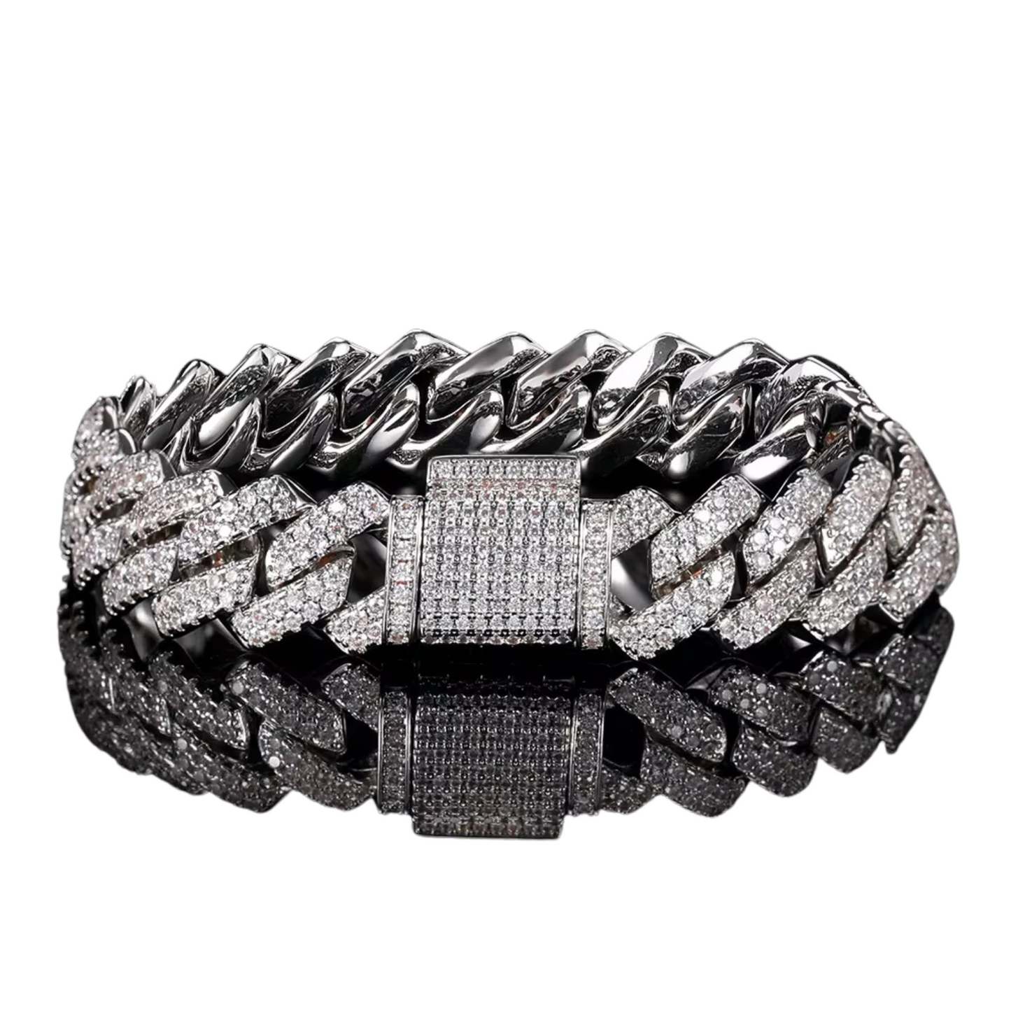 Iced Out Cuban Link Bracelet | Silver